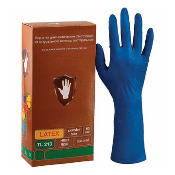 перчатки латексные особопрочные синие